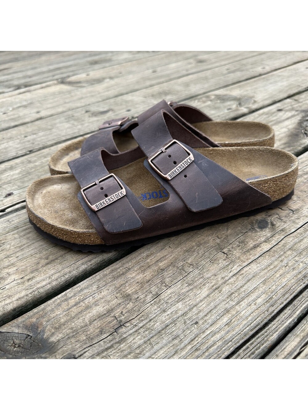 Birkenstock Men’s 42 Soft Footbed Brown Leather Men’s 9.5 Womens 11.5